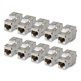StarTech.com C6AKEYTLSTP18010PK RJ45キーストーンジャック/CAT6A対応/10個入/STPシールド/180度配線/工具不要/LAN配線用