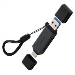 ELECOM MR3C-D21BK メモリカードリーダー/USB Type-C&USB-A両対応/直挿しタイプ/SD+microSD/USB 5Gbps/ブラック