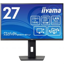 iiyama XB2797QSN-B1J 液晶ディスプレイ 27型/2560×1440/USB Type-C、HDMI、DisplayPort/ブラック/スピーカーあり/IPS方式パネル/昇降/スウィーベル/ピボット/チルト/3年保証