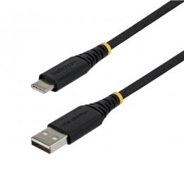 StarTech.com USB2AC15CMBR USB-A - USB-Cケーブル/15cm/15W 3A/ナイロン編組+TPE 2層構造/ブラック/充電 データ転送