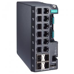 MOXA EDS-G4012-4GC-HV-T 12Gポート (802.3bt PoEポートオプション：8) フルギガビット マネージドイーサネットスイッチ 110/220 VDC/VAC入力 ワイド温度モデル